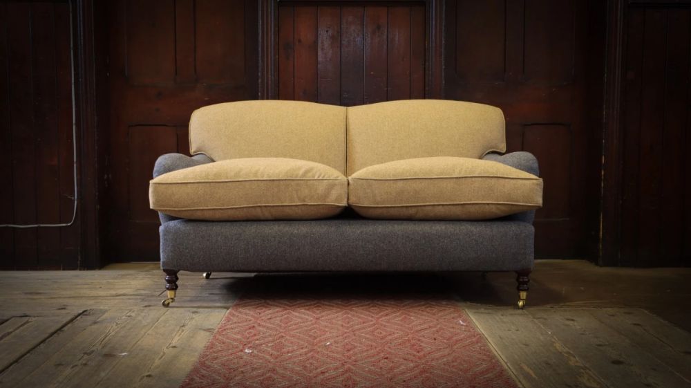 Pair George Smith Signature 2 Seater Sofas Harris Tweed Herringbone RRP £18000 - Image 4
