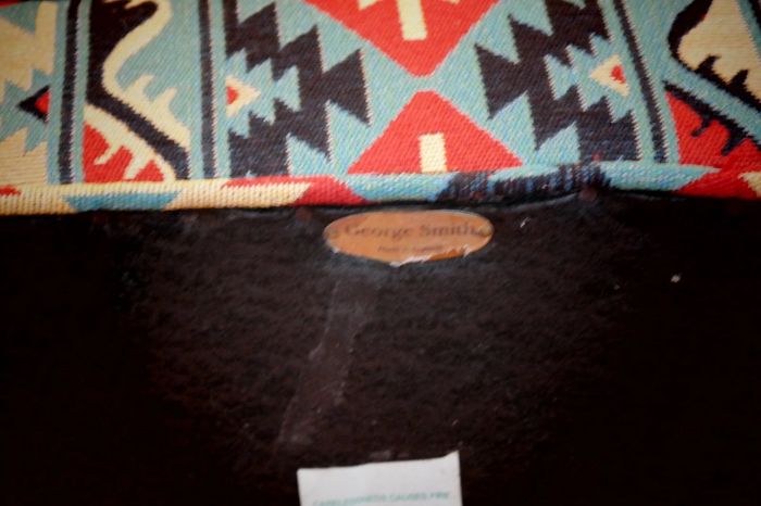 Pair George Smith Bedroom Nursing Kilim Under Wndow Armchairs Blue Red Rrp£11600 - Image 8