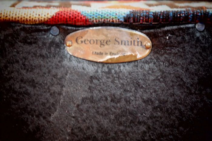 Pair George Smith Bedroom Nursing Kilim Under Wndow Armchairs Blue Red Rrp£11600 - Image 7