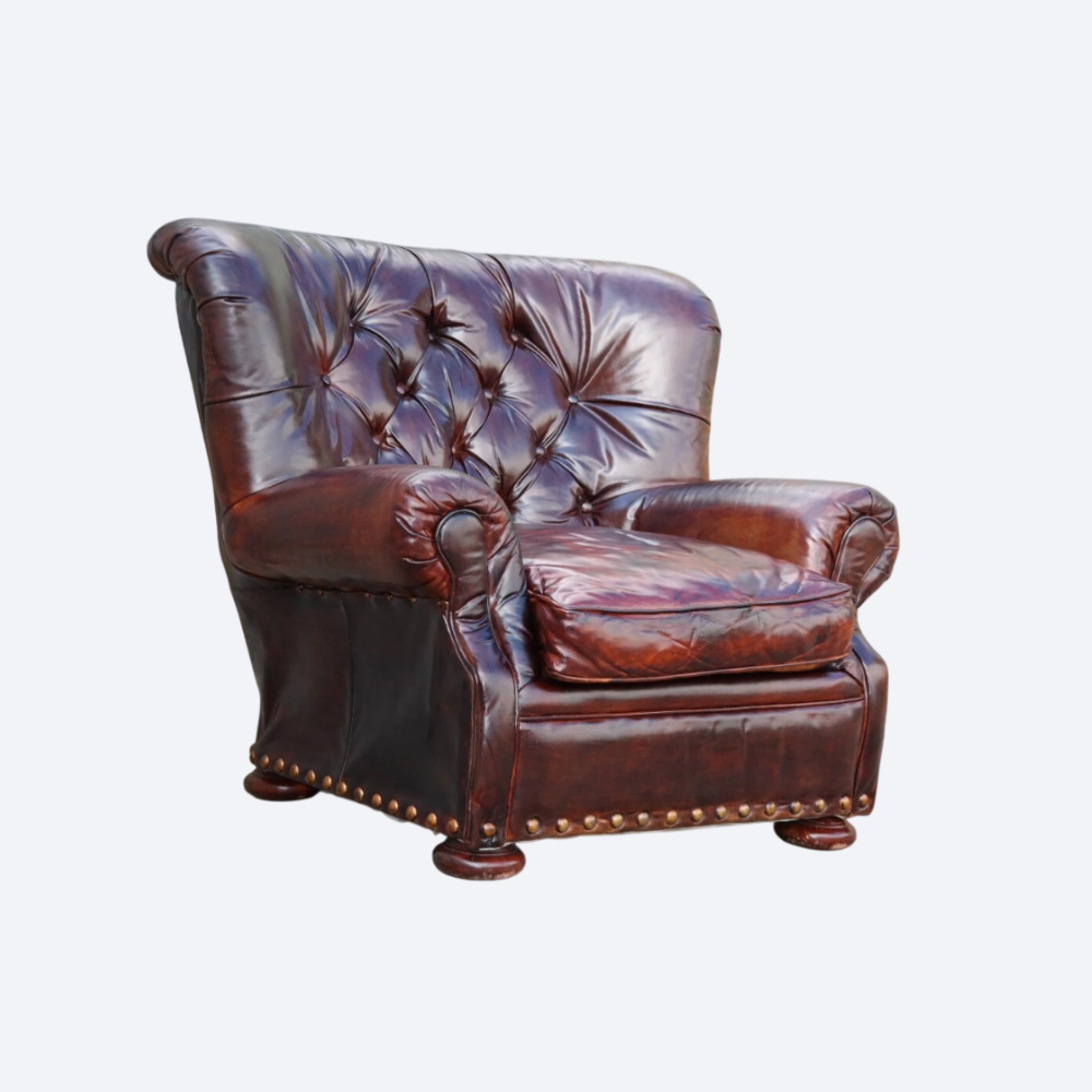 Restoration Hardware Writers Henredon Leather Armchair Antique brown - Image 2