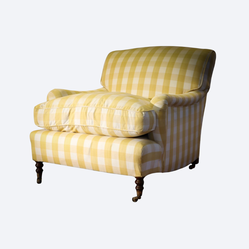 Super George Smith Standard Signature Large Armchair Sanderson Gingham Fabric - Image 2