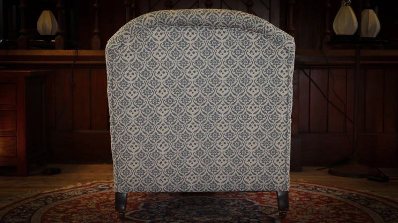 Howard & Sons buttoned open armchair in Ticking Fabric - Image 16