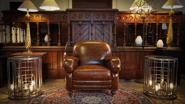Stunning Timothy Oulton Balmoral Sofa With Leather Armchair Set Antique Whisky - Image 9