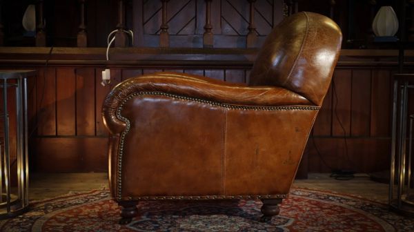 Stunning Timothy Oulton Balmoral Sofa With Leather Armchair Set Antique Whisky - Image 11