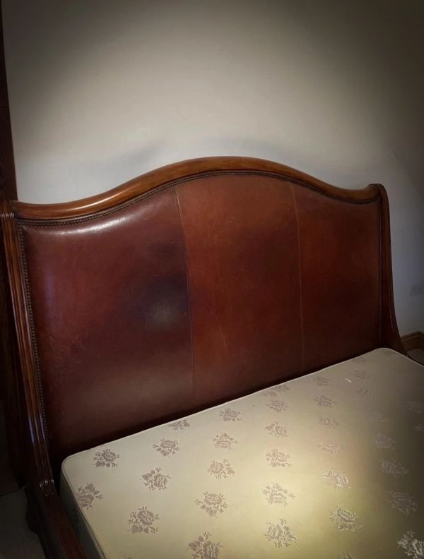 A Monumental Ralph Lauren Henredon Super King Palais Alfresco Leather Sleigh Bed - Image 4