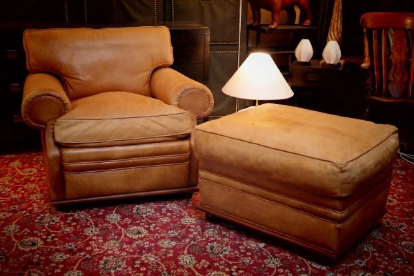 Ralph Lauren Wentworth Floating Leather Armchair Footstool Saddle rrp£17000 - Image 8