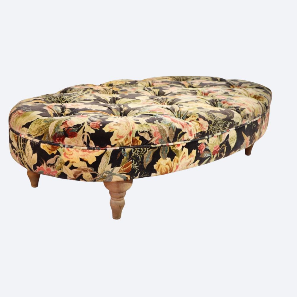 Beautiful Large Country House Footstool Ottoman in Gorgeous Floral Velvet - Image 3
