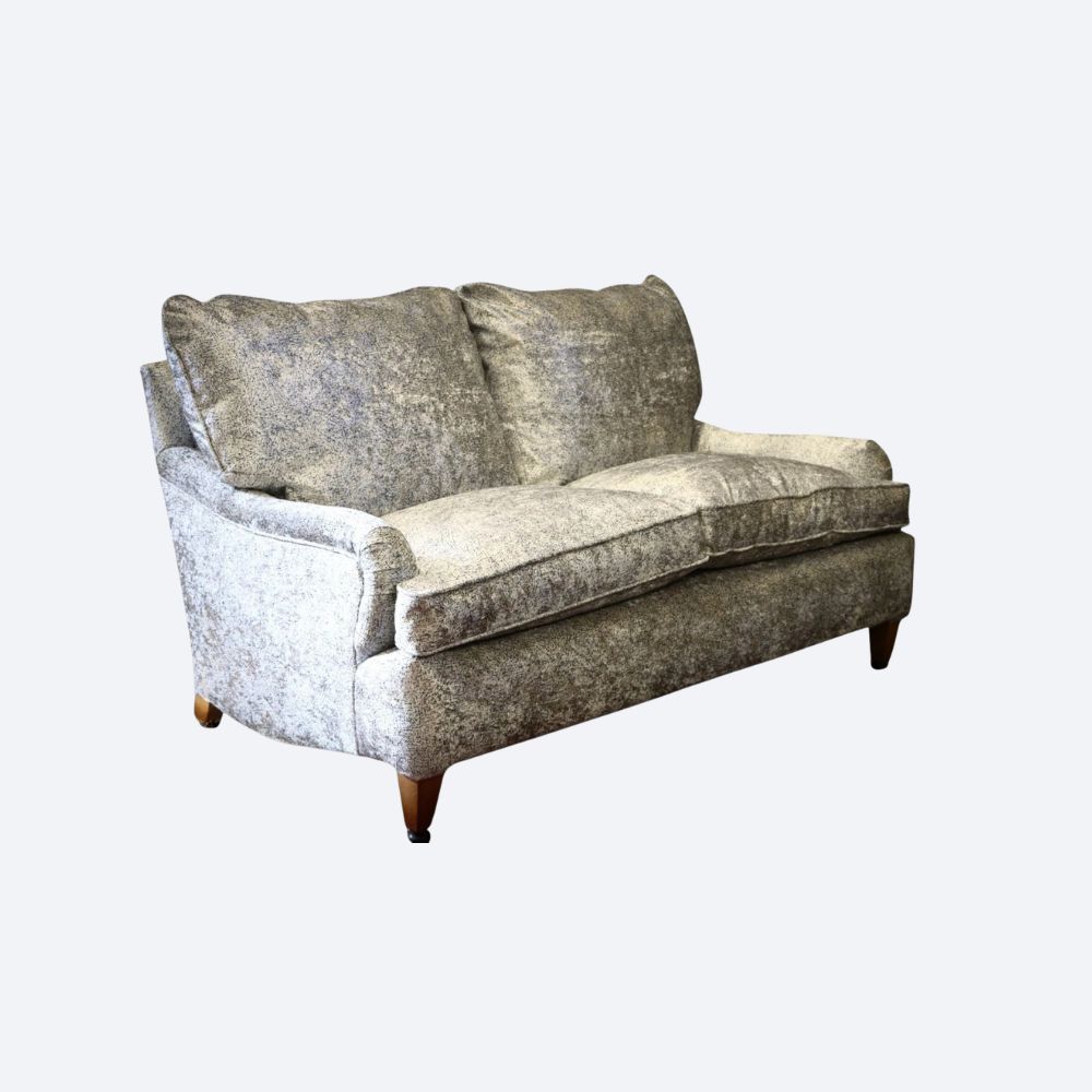 George Smith Standard Arm Cushion Back Small 2 Seater Sofa Shimmering Velvet - Image 3
