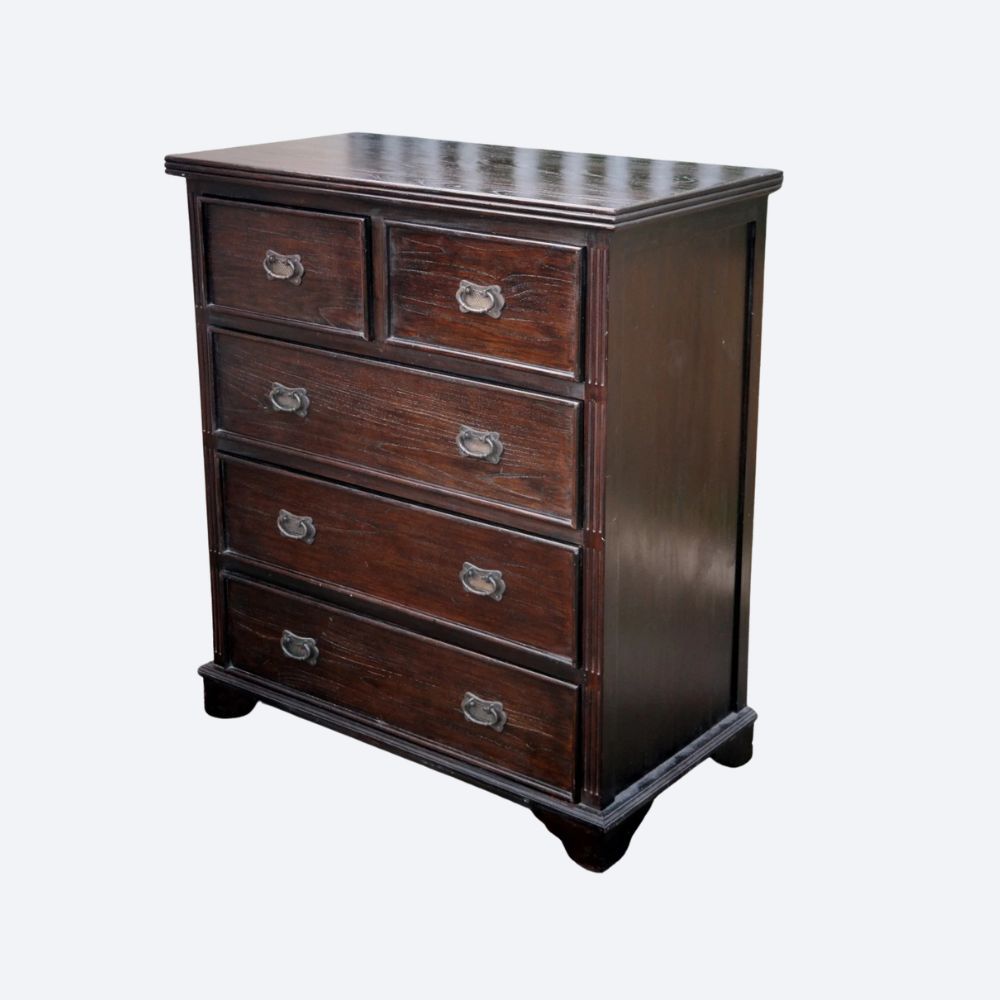 Lombok Keraton Carved Five Drawer Chest Of Drawers Solid Indonesian Teak Brown - Image 3