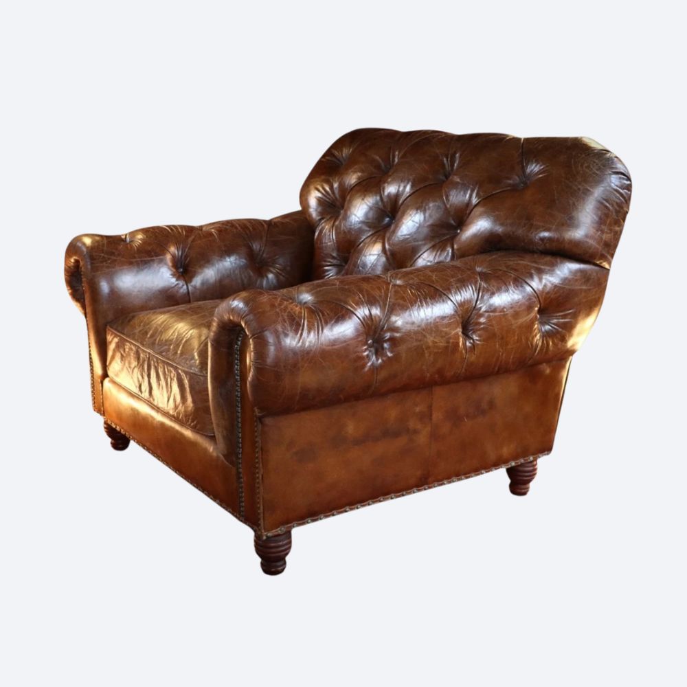 Stunning Timothy Oulton Heritage Cigar Club Leather Armchair Antique Whisky - Image 3