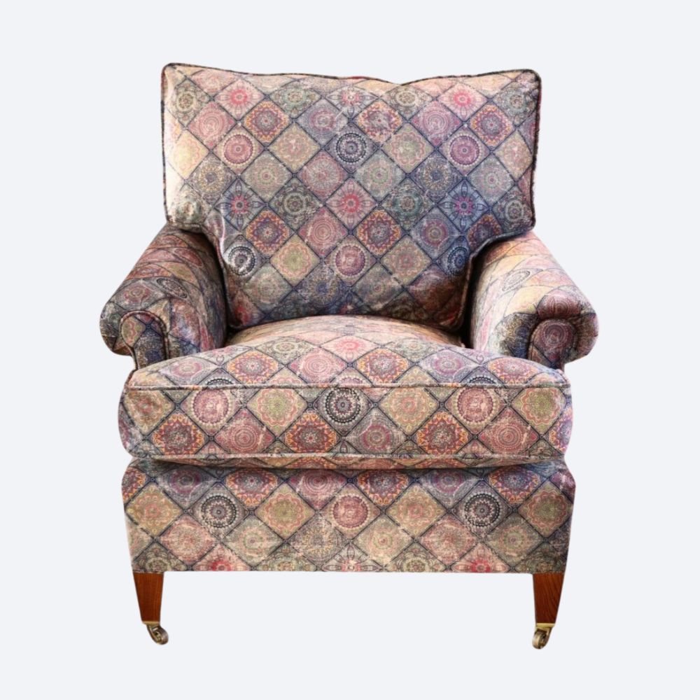 Stunning George Smith Short Scroll Arm Signature Armchair with cushion back - Image 3