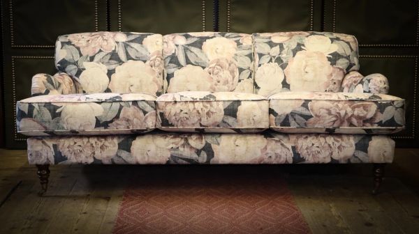 Stunning George Smith Howard Sons Style 3 Seater Elegant Sofa Floral Velvet - Image 3