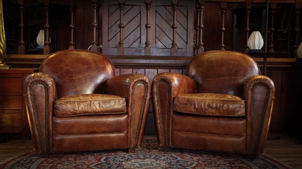 Stunning Pair Timothy Oulton Flea Market Leather Club Armchairs Antique Whisky - Image 3