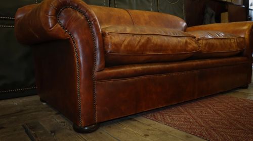 Stunning George Smith 2 Seater Large Leather Club Sofa Tan Rrp £10000 - Image 5