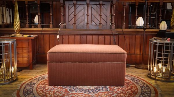 Stunning Country House Footstool Rectangular Ottoman in Pin Stripe Wool Velvet - Image 7