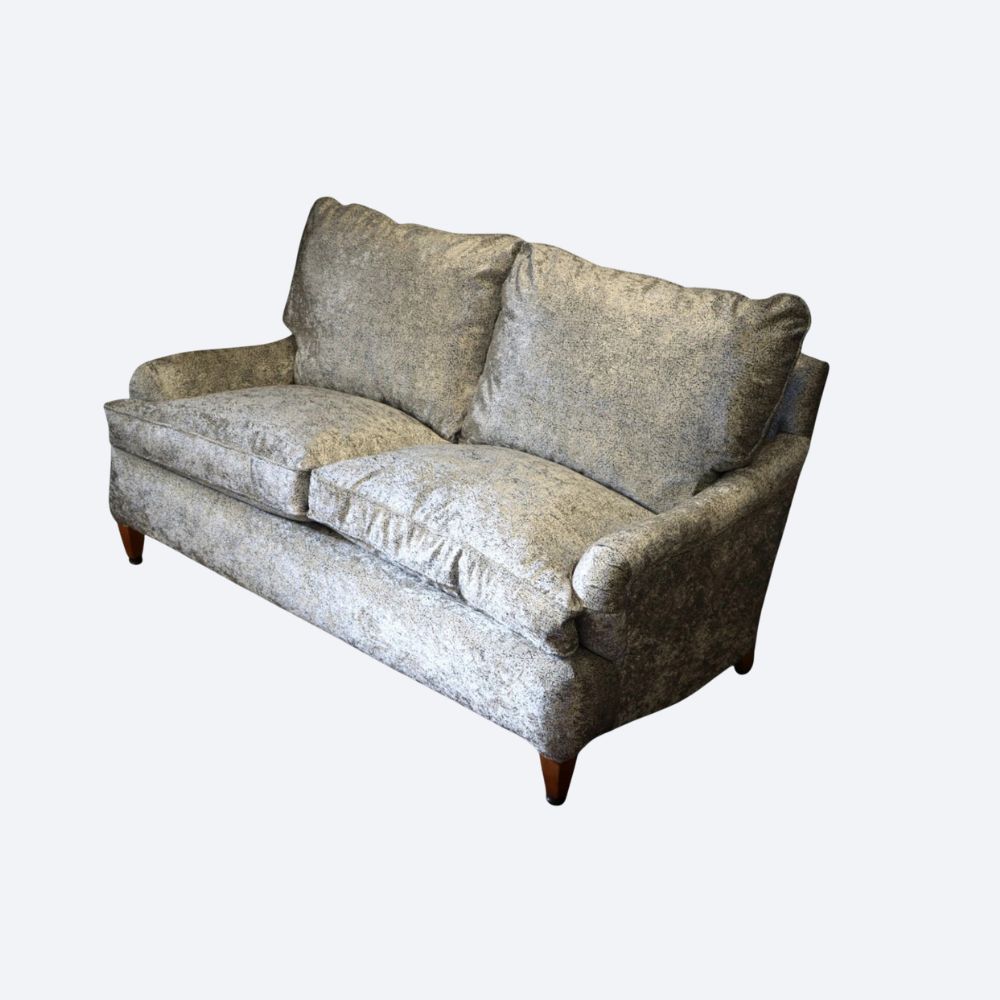 George Smith Standard Arm Cushion Back Small 2 Seater Sofa Shimmering Velvet - Image 4