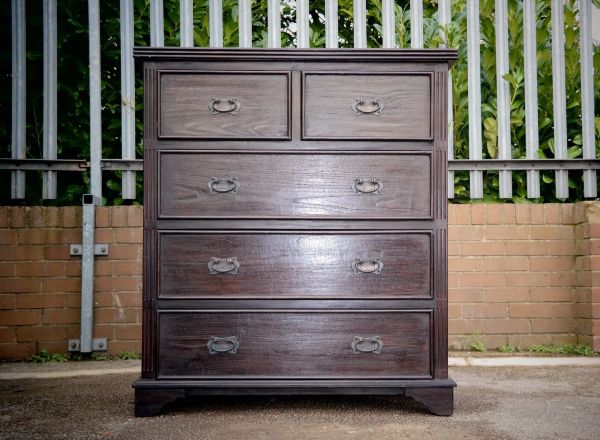Lombok Keraton Carved Five Drawer Chest Of Drawers Solid Indonesian Teak Brown - Image 4