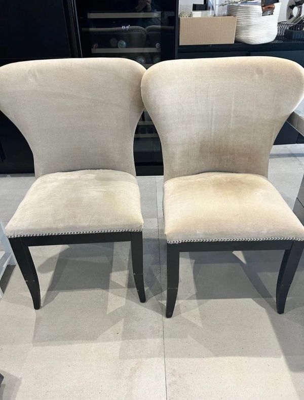 Timothy Oulton Boston Dining Table & 8 Mimi Brown Leather Velvet Studded Chairs - Image 4