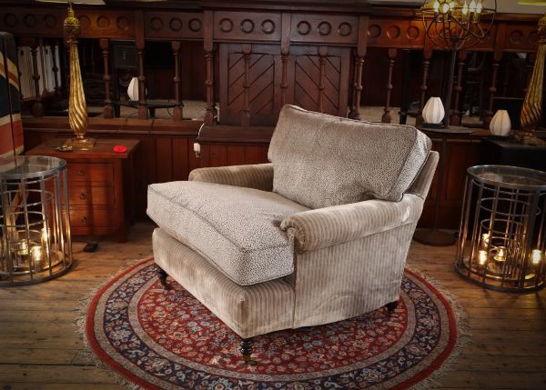 Super George Smith Short Scroll Arm Signature cushion back Snuggler Armchair - Image 4