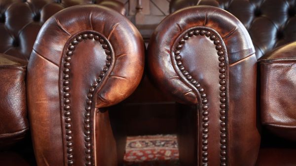 Stunning Pair George Smith Bulgari Club Library Leather Armchairs Dark Tan - Image 4