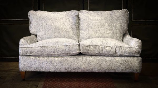 George Smith Standard Arm Cushion Back Small 2 Seater Sofa Shimmering Velvet - Image 7
