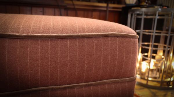 Stunning Country House Footstool Rectangular Ottoman in Pin Stripe Wool Velvet - Image 6