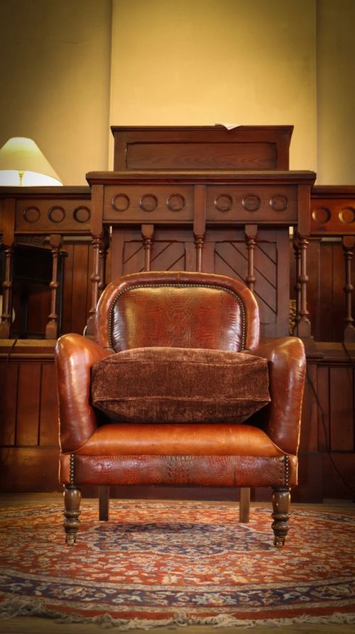 Stunning Tetrad Crocodile Back Leather Armchair Cigar Club Whisky Tan Brown - Image 5