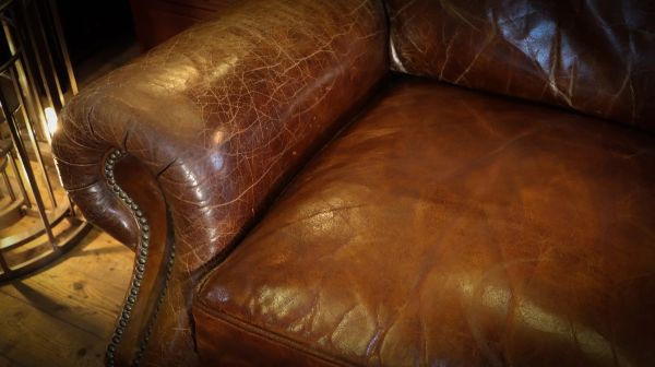 Stunning Timothy Oulton Balmoral Sofa With Leather Armchair Set Antique Whisky - Image 5