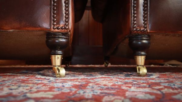 Stunning Pair George Smith Bulgari Club Library Leather Armchairs Dark Tan - Image 5
