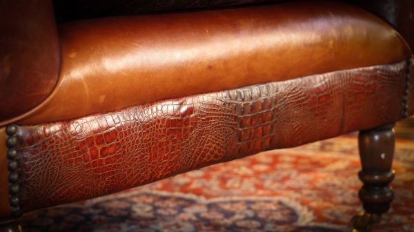 Stunning Tetrad Crocodile Back Leather Armchair Cigar Club Whisky Tan Brown - Image 7