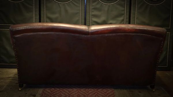 Stunning George Smith Signature 2 Seater Sofa Deep Burgundy Leather Velvet - Image 5
