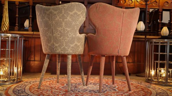 Superb Pair La Fibule Paris Kay Armchairs in Gorgeous Baroque Patterend fabric - Image 6