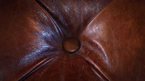 Timothy Oulton Lord Digsby Sqaure Leather Footstool Ottoman Antique Whisky Tan - Image 4