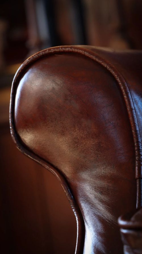 Superb Timothy Oulton Halo Lincoln Club Cigar Leather Armchair Antique Whisky - Image 8