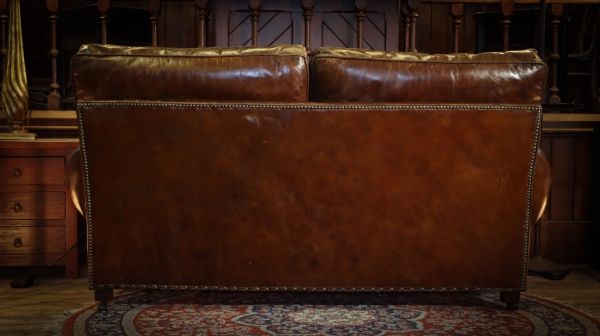 Stunning Timothy Oulton Balmoral Sofa With Leather Armchair Set Antique Whisky - Image 7