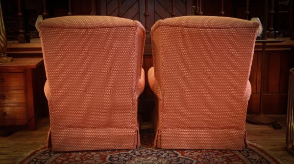 Superb Pair Broyhill Vintage Recliner Armchairs In Coral Fabric Del - Image 8
