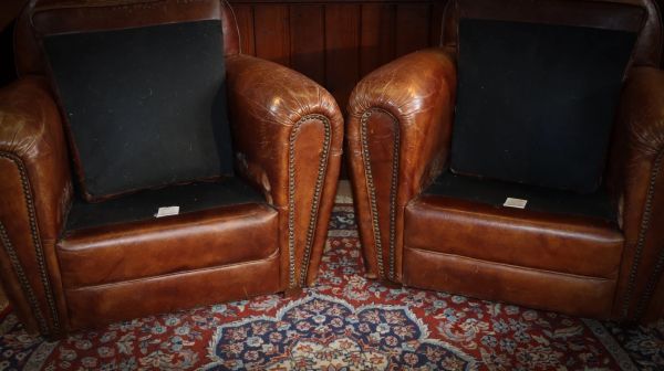 Stunning Pair Timothy Oulton Flea Market Leather Club Armchairs Antique Whisky - Image 6