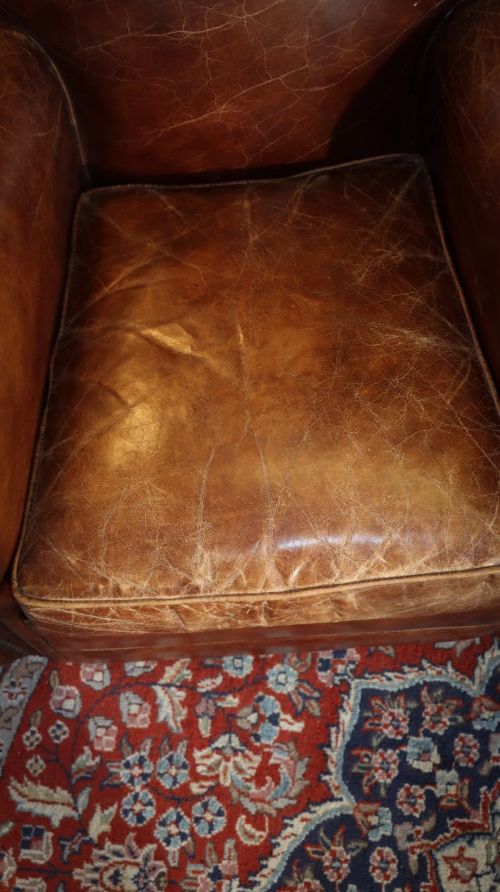 Stunning Pair Timothy Oulton Flea Market Leather Club Armchairs Antique Whisky - Image 5