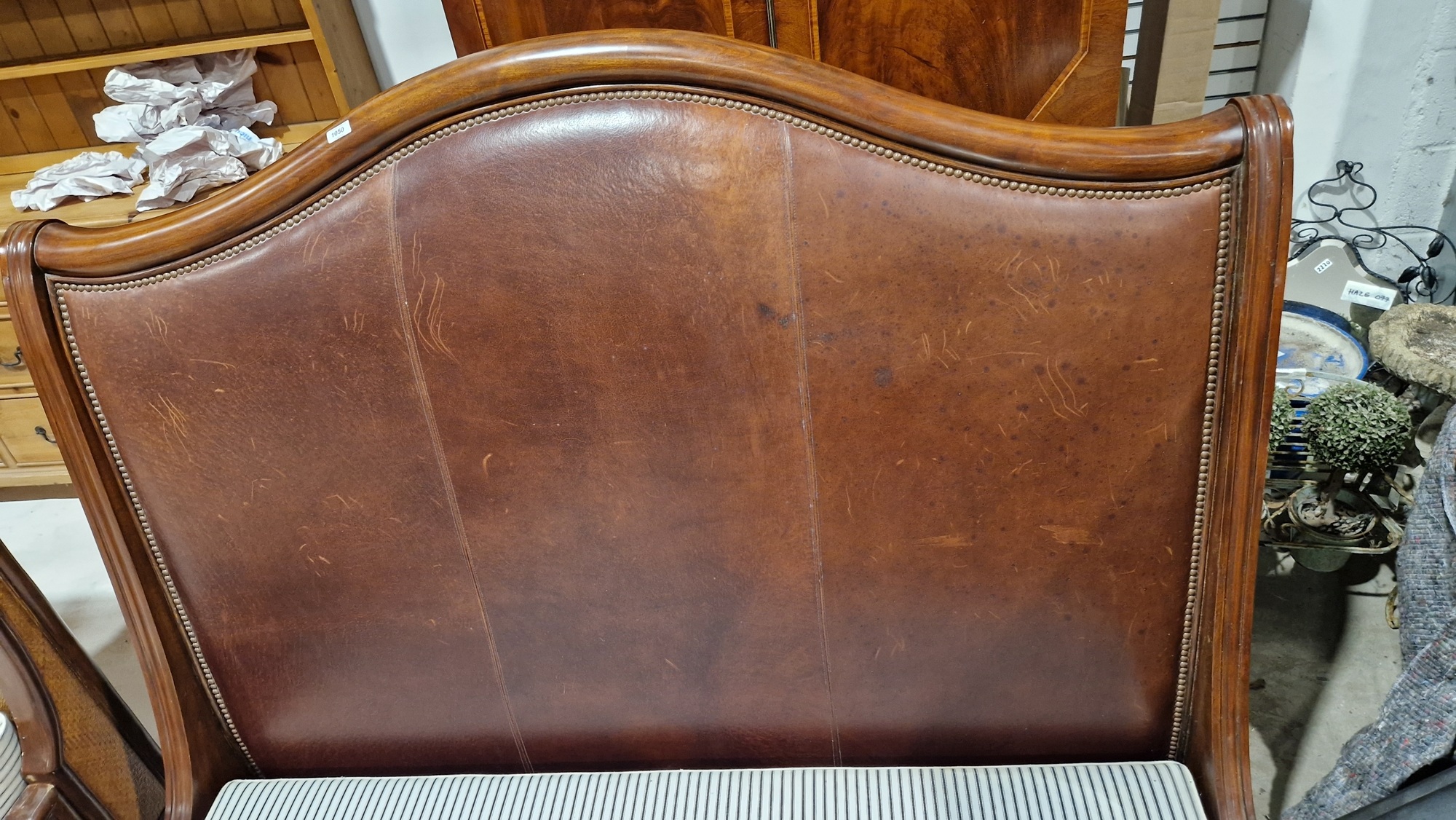 A Monumental Ralph Lauren Henredon King Palais Alfresco Leather Sleigh Bed - Image 6