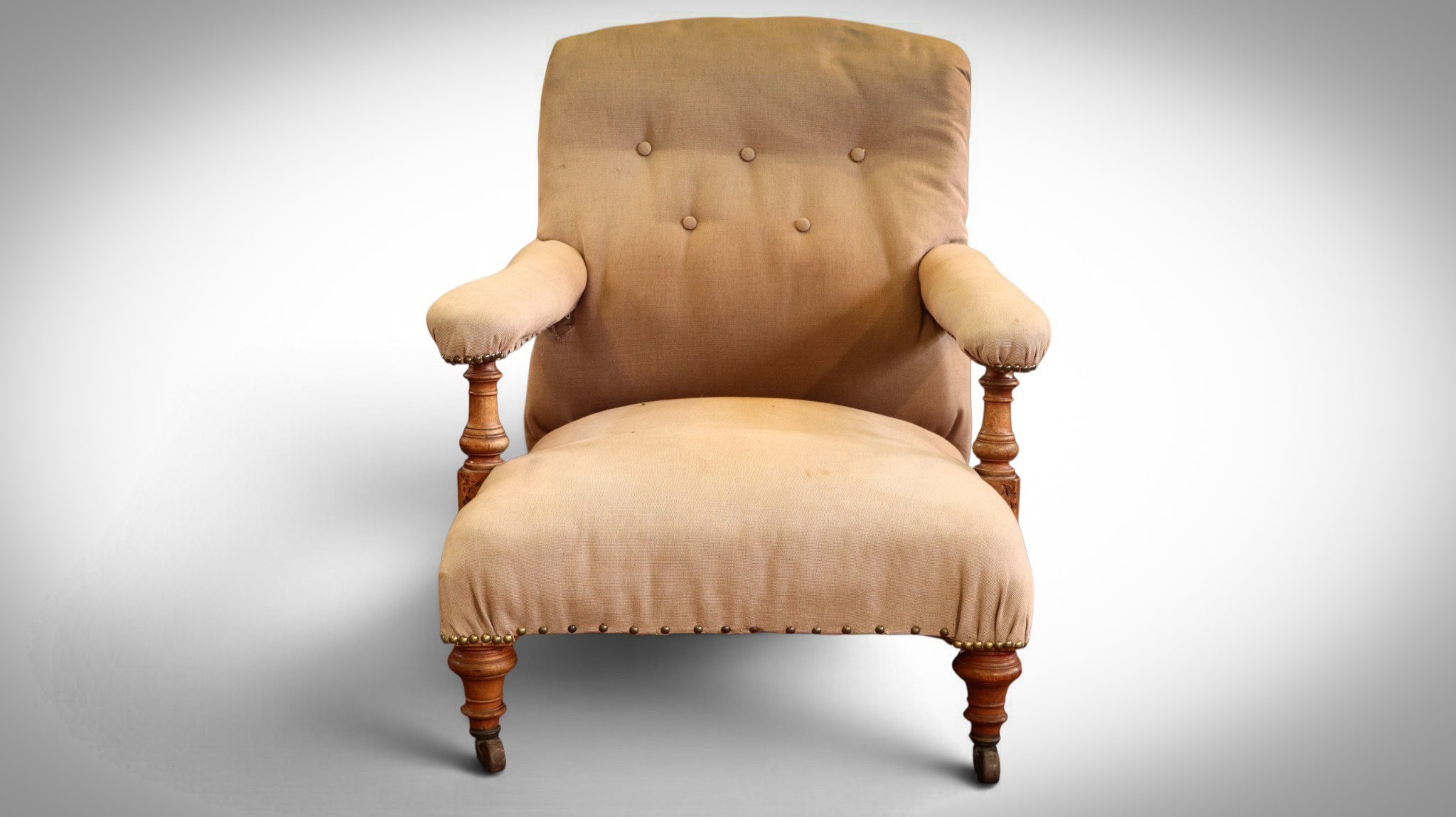 Howard & Sons Style open armchair Original Fabric Cope & Collinson Castors - Image 3