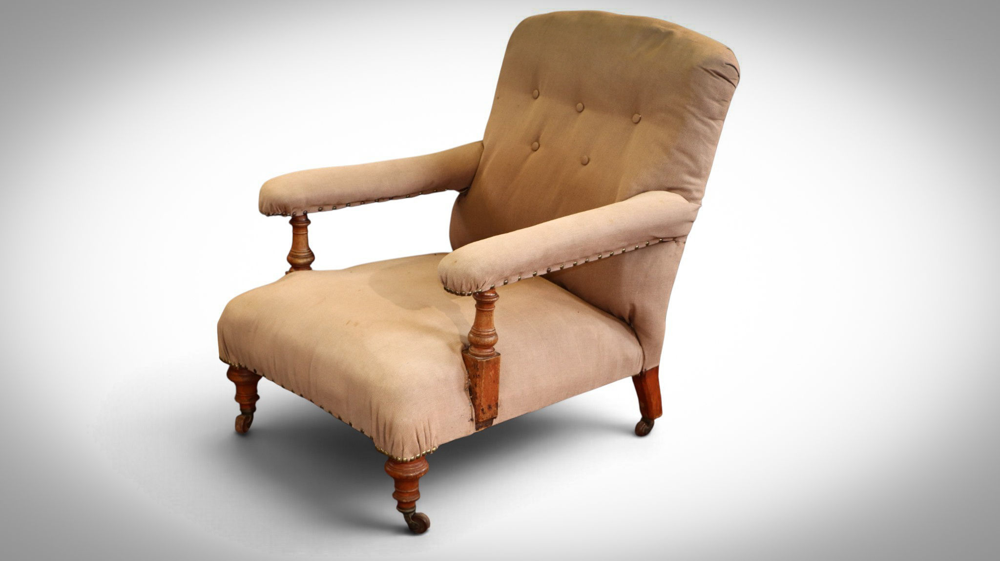 Howard & Sons Style open armchair Original Fabric Cope & Collinson Castors - Image 2