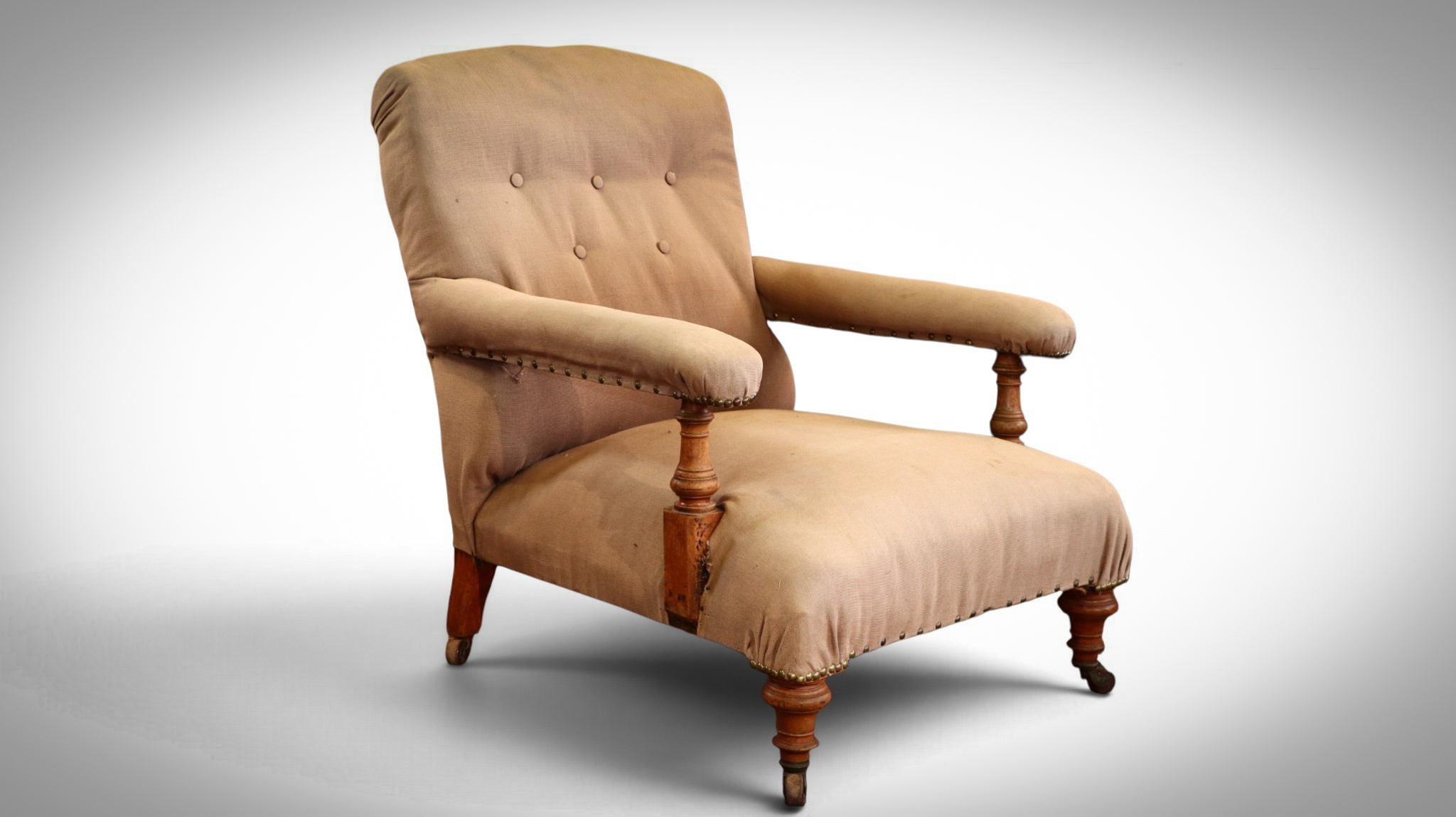 Howard & Sons Style open armchair Original Fabric Cope & Collinson Castors
