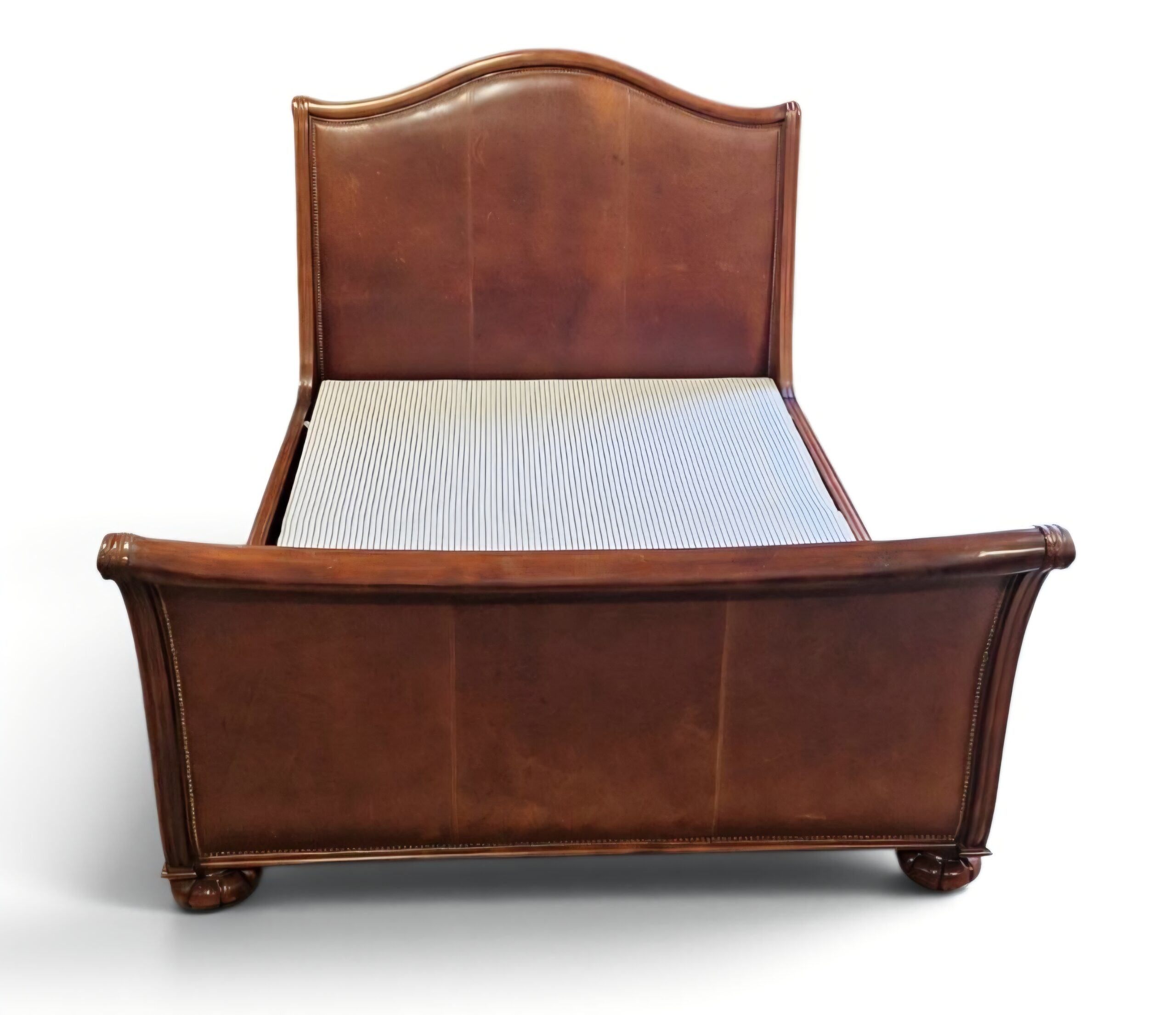 A Monumental Ralph Lauren Henredon King Palais Alfresco Leather Sleigh Bed - Image 2