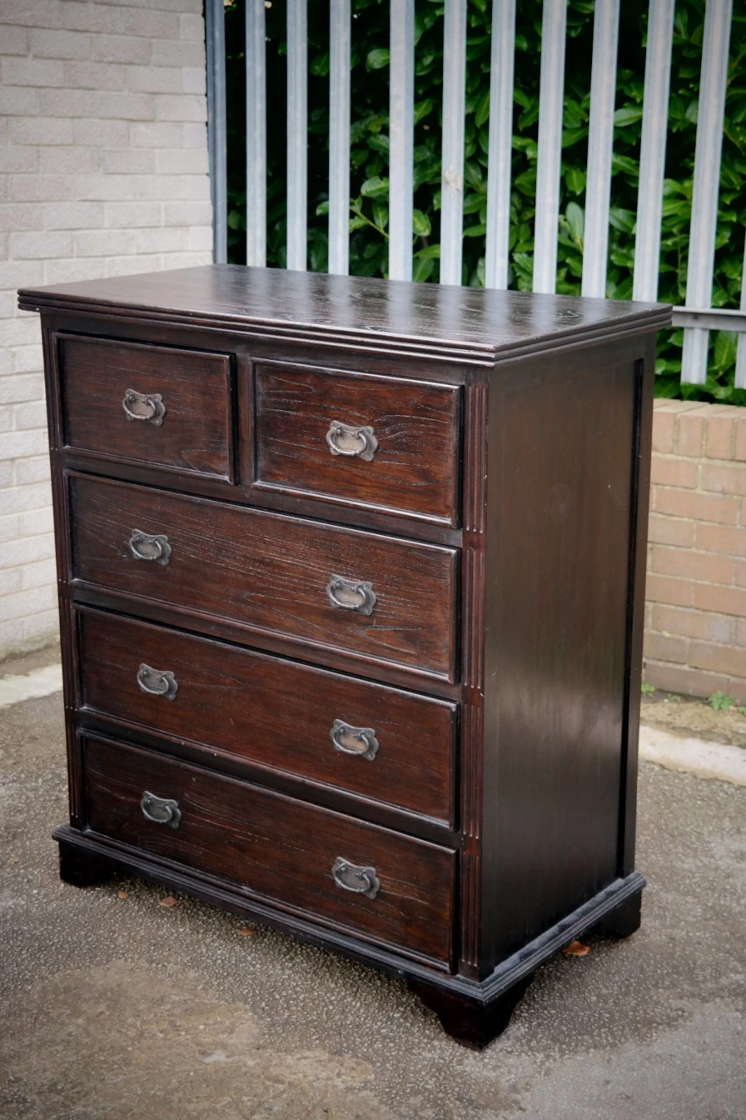 Lombok Keraton Carved Five Drawer Chest Of Drawers Solid Indonesian Teak Brown - Image 2