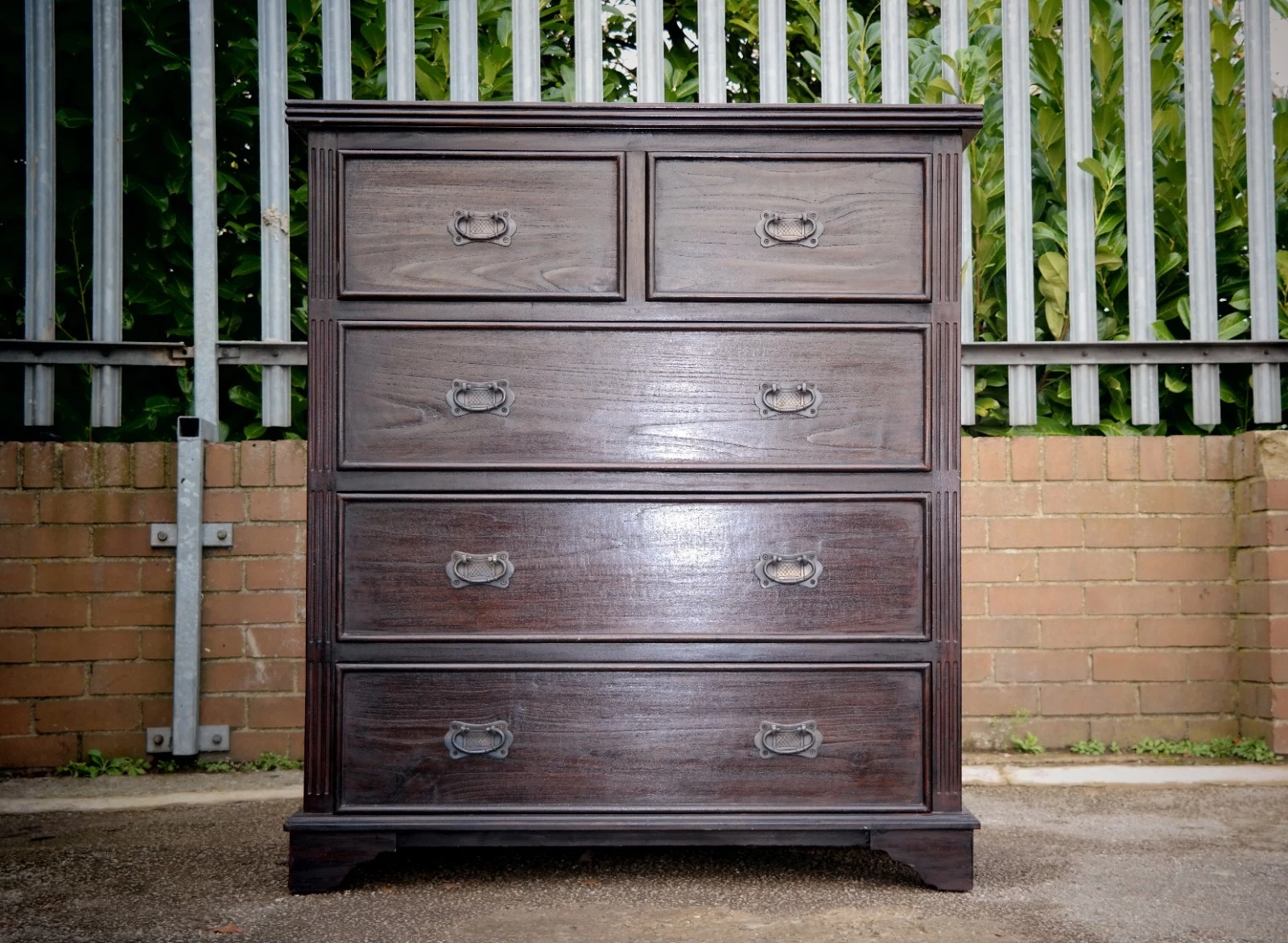 Lombok Keraton Carved Five Drawer Chest Of Drawers Solid Indonesian Teak Brown - Image 6