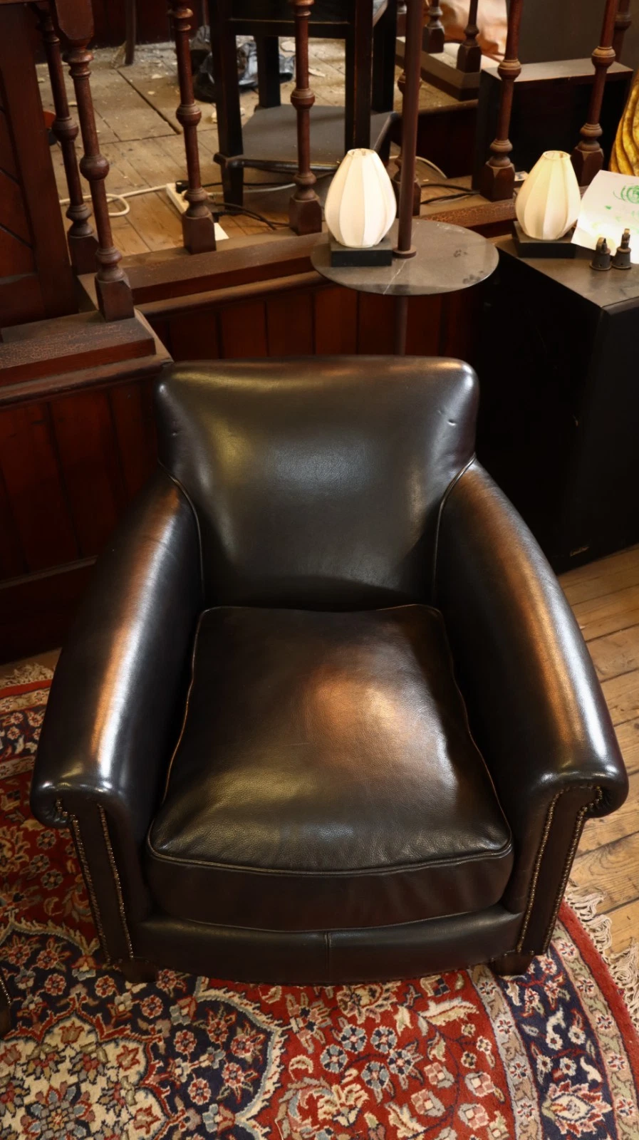 Sublime Pair of Vintage Alpha Halo Style Cigar Club Leather Armchairs Black - Image 3