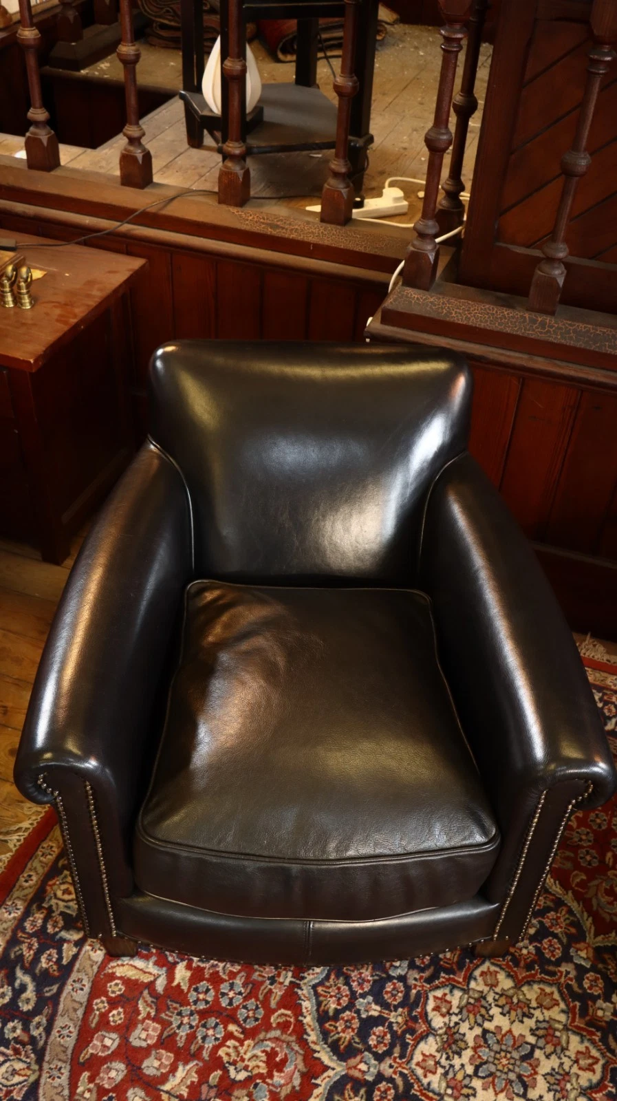 Sublime Pair of Vintage Alpha Halo Style Cigar Club Leather Armchairs Black - Image 5