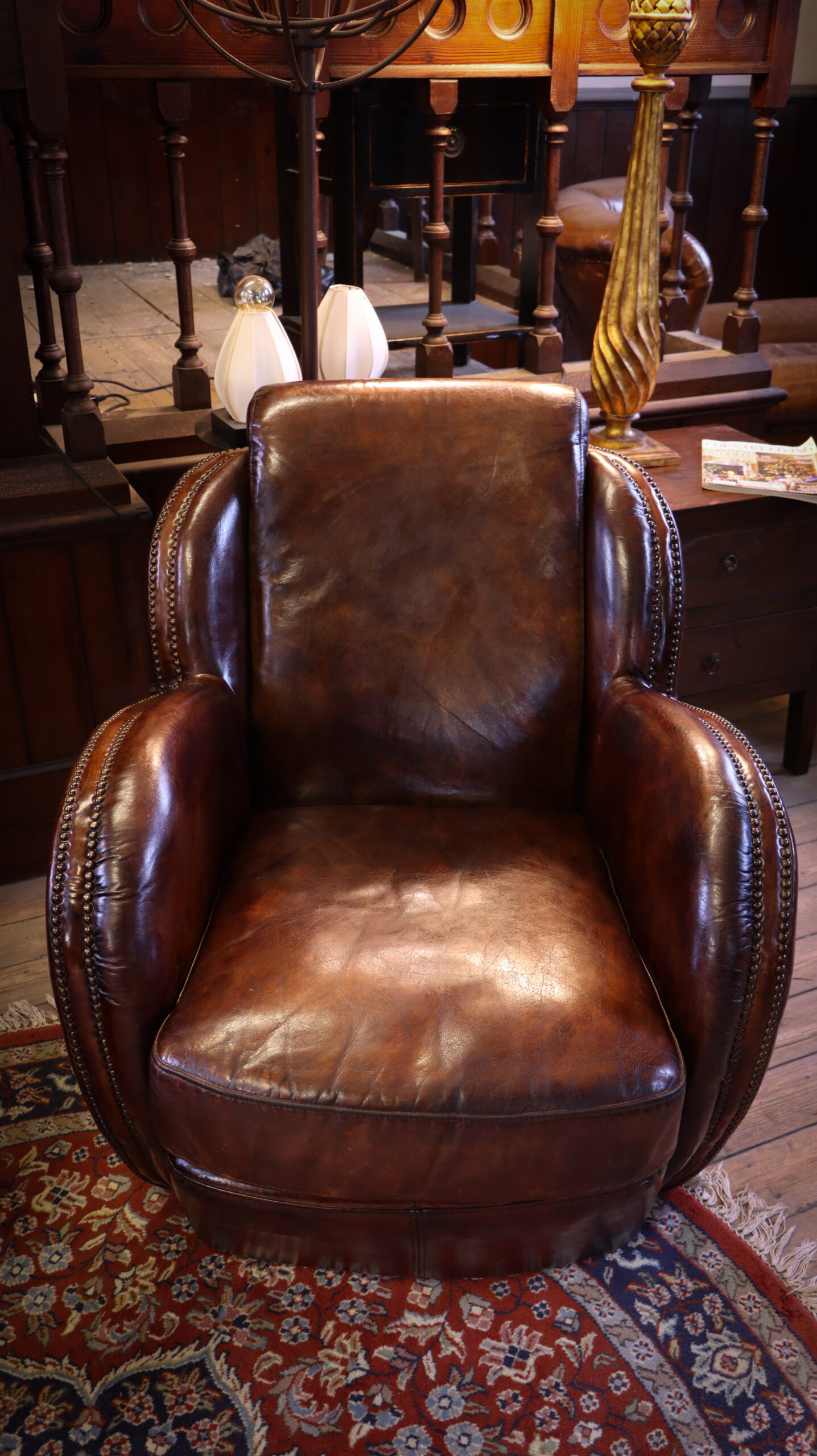 Pair Timothy Oulton Saddle Armchairs Cigar Club Dark Tan Leather - Image 4