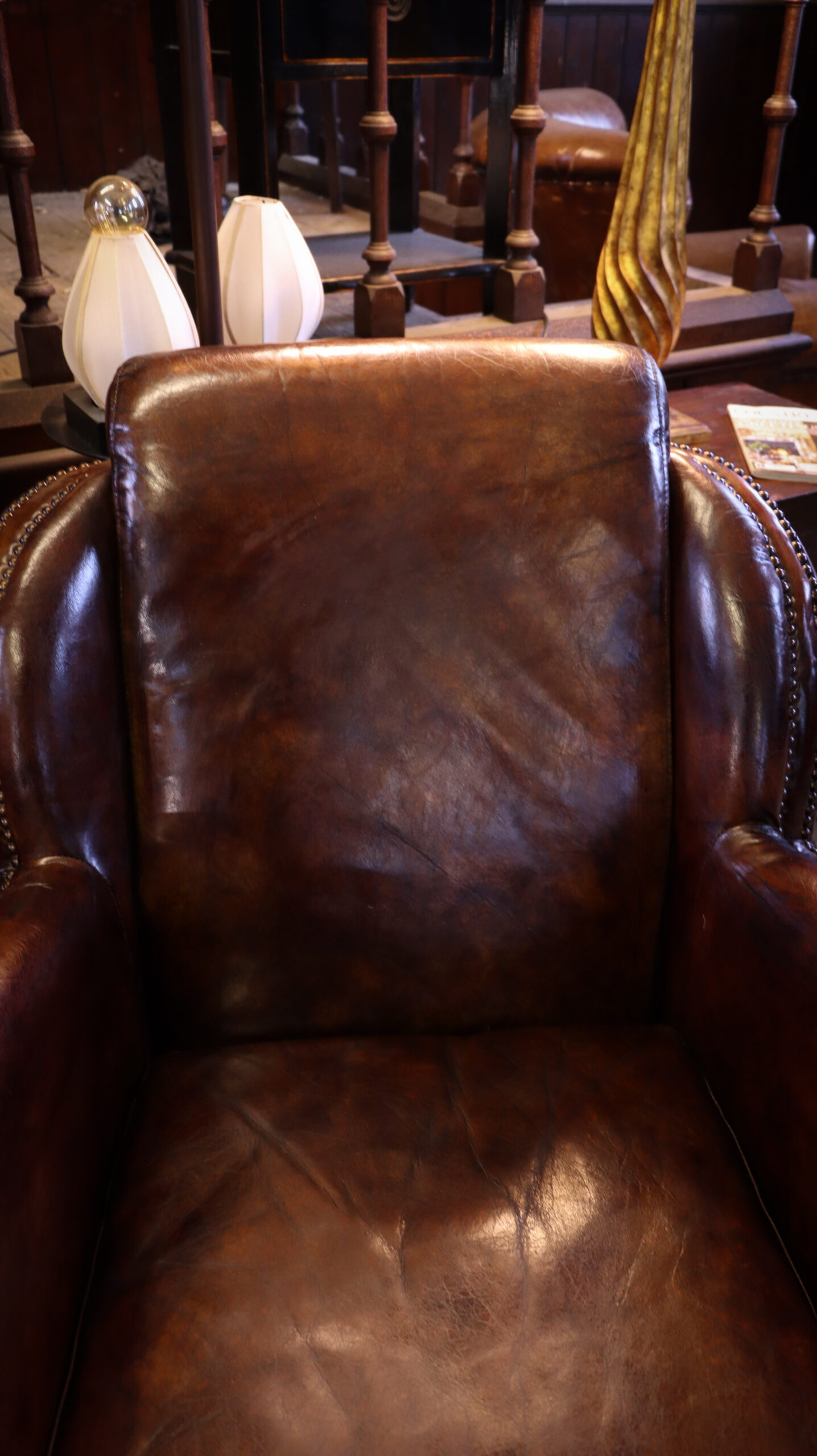 Pair Timothy Oulton Saddle Armchairs Cigar Club Dark Tan Leather - Image 6