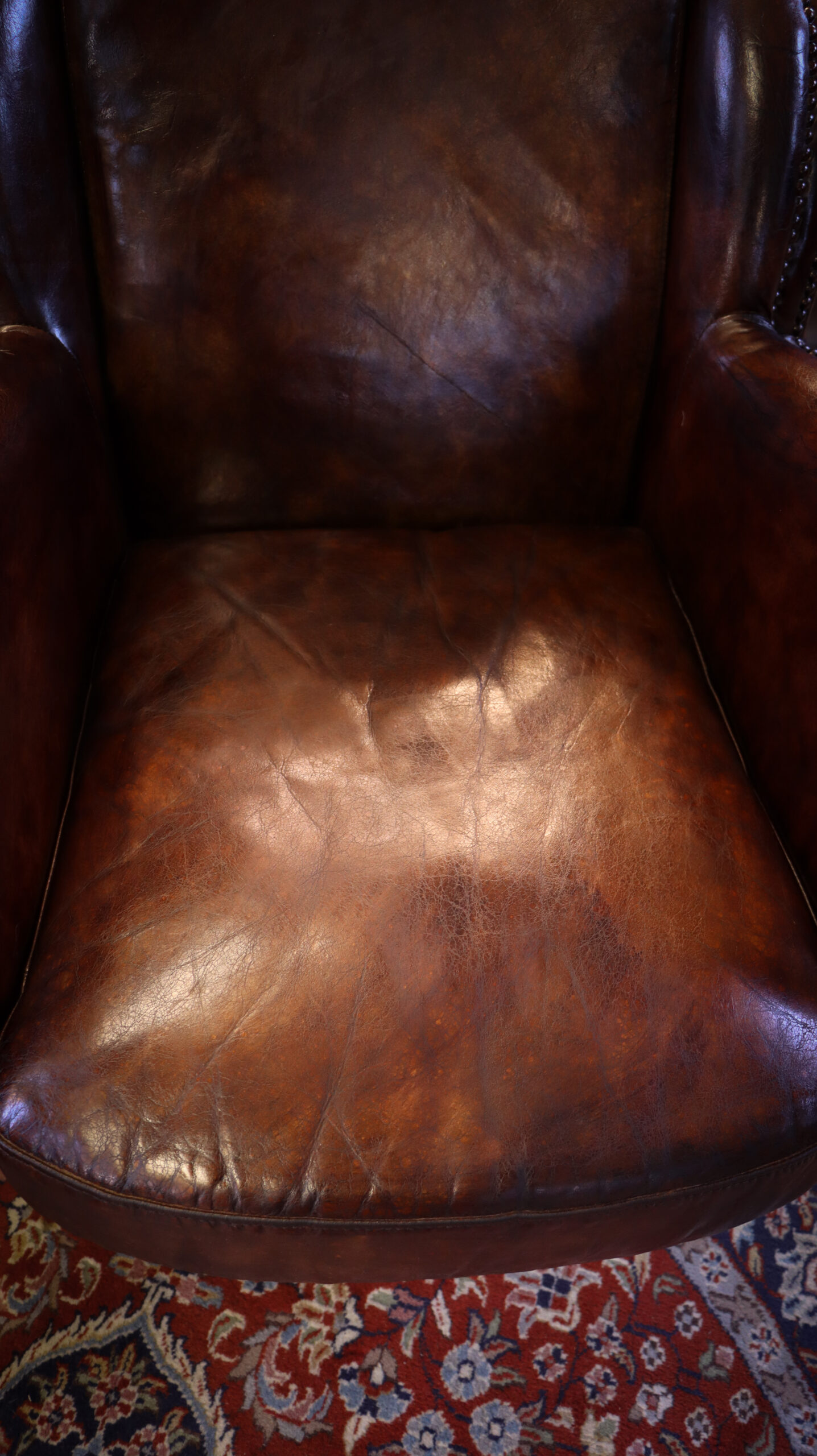 Pair Timothy Oulton Saddle Armchairs Cigar Club Dark Tan Leather - Image 5